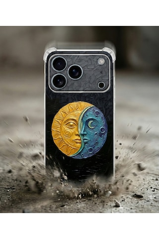 Printify Infinix Smart 8 İle Uyumlu Şeffaf Silikon Kılıf Uv Baskılı Esnek Tpu Kapak Güneş Ve Ay No3