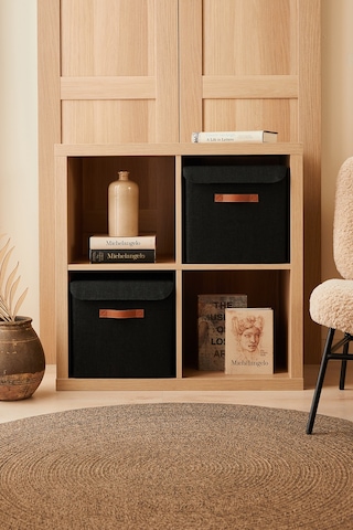 Ocean Home Textile 2'li Siyah Renk Jüt Kapaklı Kutu Set 30 x 30 x 30 cm