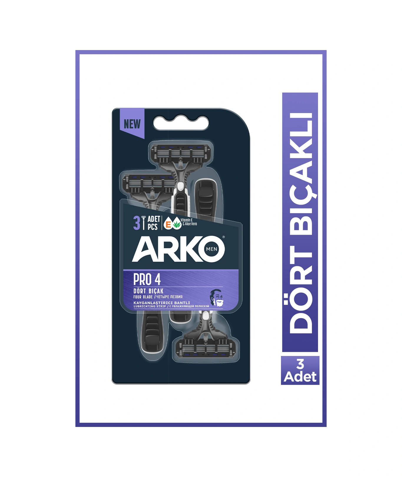 Arko Men Pro4 Dört Bıçaklı Tıraş Bıçağı 3 Adet