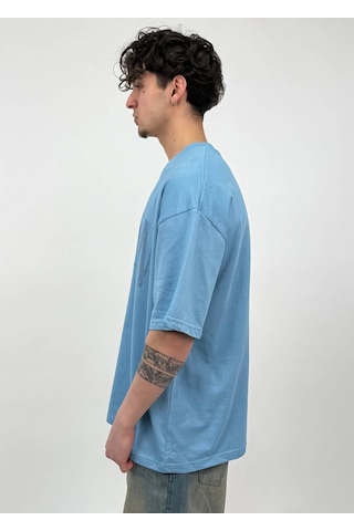 Zaee R. Baskılı Oversize Tişört Mavi