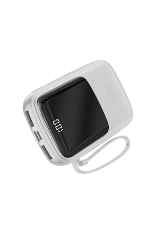 Baseus Q Pow Dijital Ekranlı Kablolu Powerbank Beyaz