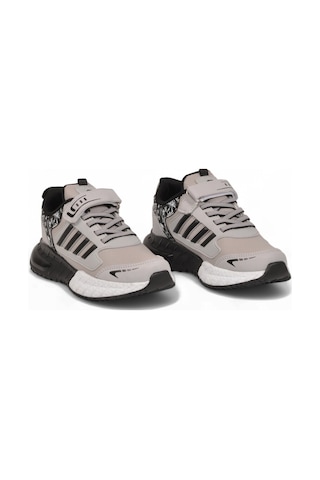 Lafonten Cırt Bantlı Kalın Tabanlı Buz-siyah Erkek Çocuk Yürüyüş Ve Spor Ayakkabı Sneaker 748 Cilt