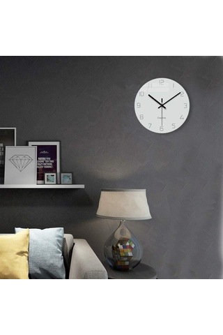 Primepickings Duvar Saati, Ev Dekoratif Sessiz Geçmeyen Kuvars Pille Çalışan Modern Cam Saat Yatak Odası/otu A