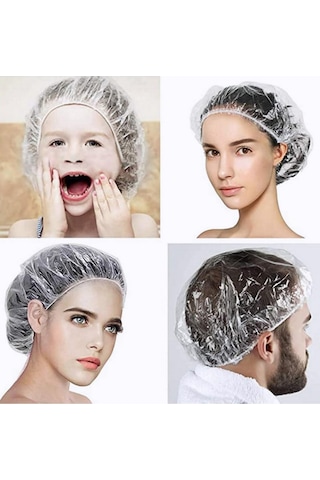 Tek Kullanımlık Duş Boneleri, Kadınlar İçin Su Geçirmez Banyo Boneleri, Şeffaf Büyük Saç Boneleri 100 Adet