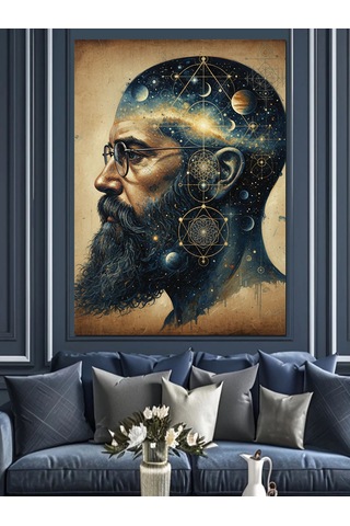 İnsan Ve Evrenle Bağlantısı Soyut Sanat Dekoratif Kanvas - Mdf Ahşap Tablo
