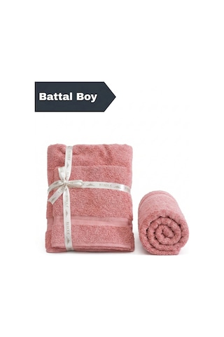 2 Li Battal Boy Banyo Havlu Seti - 100% Pamuk 90x170 Cm + 50x90 Cm Ekstra Yumuşak Emici Havlu Somon