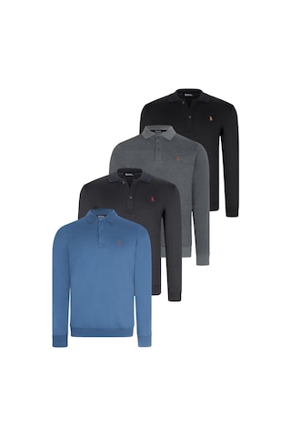 Dörtlü Set V4007 Dewberry Erkek Sweatshırt-siyah-lacivert-antrasit-indigo Siyah-lacivert-antrasit-indigo