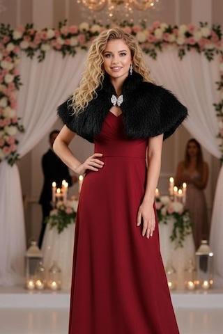 Veraura Lifestyle Siyah Broşlu Kürk Etol Bolero