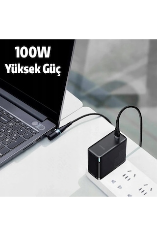 Baseus Zinc Manyetik Type-c To Dc Square Portu Lenovo Laptop Şarj Kablosu 100w 2m- 5775 Siyah