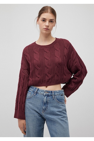 Mavi - Bisiklet Yaka Bordo Kazak 1710477-70415 Bordo
