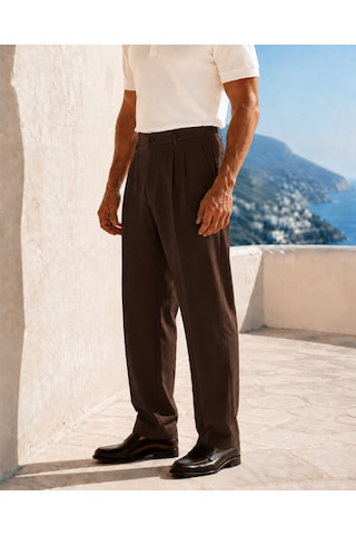 Danger Erkek Baggy Fit Pileli Kumaş Pantolon Kahverengi 0172dngr