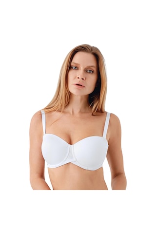 New Bra 347057 Kadın Dolgusuz Straplez Basic Desteksiz C Cup Sütyen Beyaz