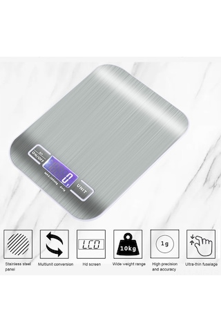 Novahub 10kg Hassas Mutfak Terazisi - Çok Fonksiyonlu Gram Ve Oz Ölçüm, Paslanmaz Çelik, Renkli Terazi Çok Renkli