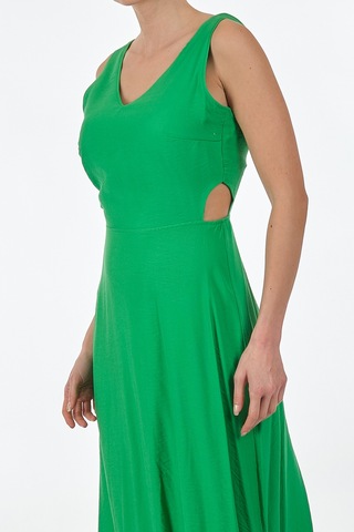 Unique Mode V Yaka Yeşil Kadın Elbise Us233014 001