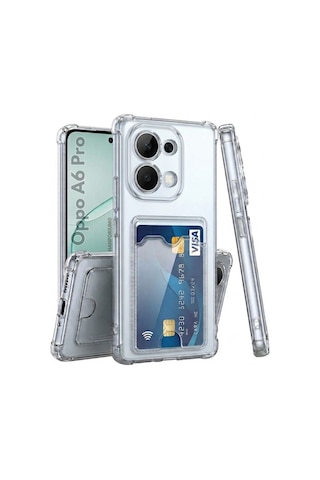 Oppo A6 Pro Uyumlu Kartlıklı Kılıf Darbe Emici Köşe Korumalı Cüzdanlı Silikon Kapak Şeffaf Oppo A6 Pro Uyumlu Kartlıklı Kılıf Darbe Emici Köşe Korumalı Cüzdanlı Silikon Kapak Şeffaf