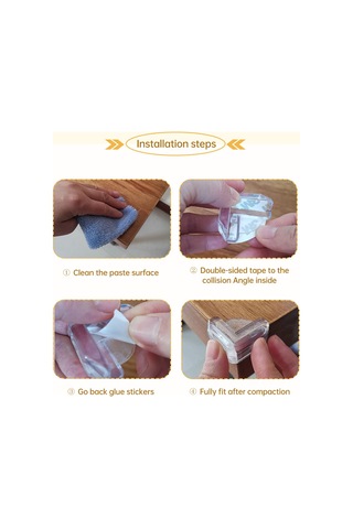 Moveevo Çocuklar İçin Şeffaf Masa Köşesi Koruyucu 4 Adet - Pvc Çarpma Engelleyici Sticker Şeffaf