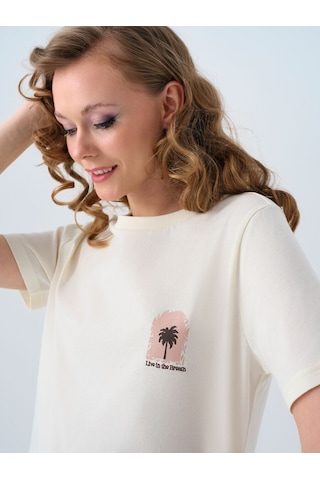LOFT Regular Fit Kadın Tshirt K.kol Lf2039073 Q1.v1 Ekru