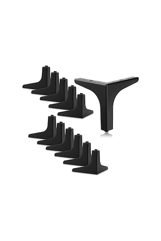 12 Cm Modern Model Siyah Metal Mobilya, Dolap, Koltuk, Kanepe, Tv Ünitesi Ayakları Metal 12 Adet Siyah