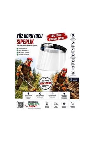 Algaride 3'lü Set Yüz Koruyucu Siperlik Kırılmaz Esnek Plastik Şeffaf Tam Ayarlanabilir Koruyucu Vizör