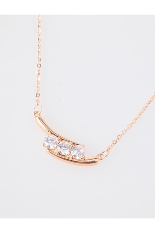 Jimmy Key Altın Rengi Sıralı Taş Detaylı Zarif Kolye 6ww429328150