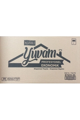 Komili Yuvam Profesyonel Ekonomik Dispenser Peçete 300'lü 12 Paket 17 x 21 CM