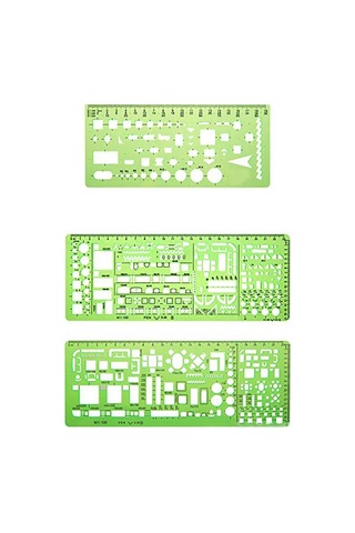 Singree Mimari Çizim Ve Geometri Tasarımı İçin 6'lı Yeşil Å Ablon Seti - Ofis Ve Mobilya Projeleri