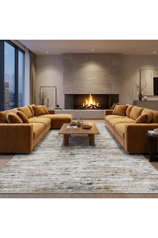 Gri Sarı Salon Halısı Modern Dokulu Dijital Baskılı Kaymaz Tabanlı Halı Dijital Baskı Halı 7 Mm