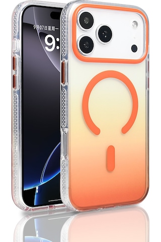 Subutu Apple Uyumlu iPhone 17 Pro Max Kılıf M-safe Şarj Özellikli Transparan Renk Geçişli Sbt Toros Kapak - Gri Gri