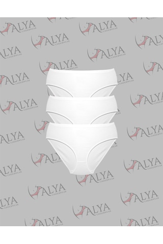 Alya Underwear Kadın Pamuklu Bato Kesim Külot - 3 Adet Beyaz - 3'lü Paket Beyaz