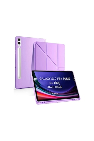 Samsung Uyumlu Galaxy Tab S10 Fe+ Plus Kılıf Kalem Bölmeli Trifolding Case X620 X626 Kapaklı