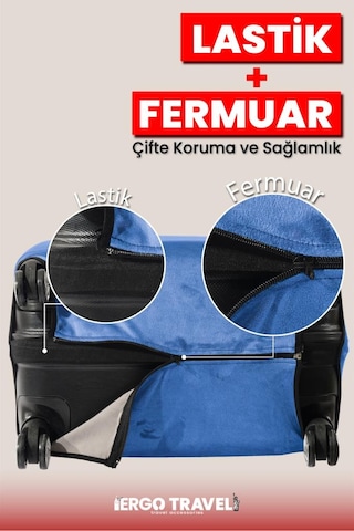 Valiz Koruma Kılıfı Kadife Kılıf - Lacivert - Küçük Boy Ergo Travel Lacivert