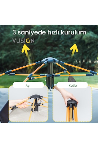 Vusıgn Otomatik Kamp Çadırı 2-3 Kişilik 205x205x115 Cm Kolay Kurulum Suya Dayanıklı Kamp Çadırı Vs4002-gn Yeşil
