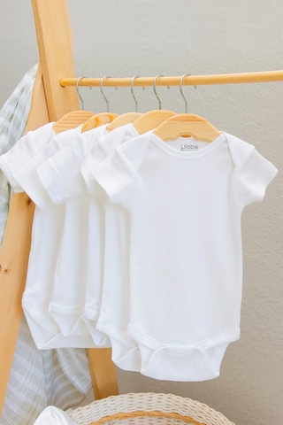 Lilabio %100 Organik Pamuk 5li Beyaz Kısa Kollu Bebek Body Beyaz