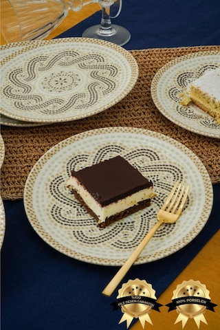 Efes 6'lı Porselen Pasta Tabağı Desenli