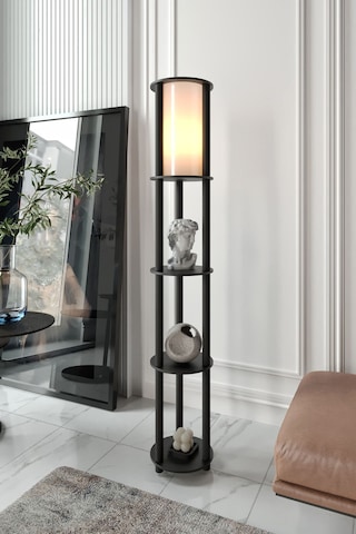 Ravilo Estantes Yuvarlak Dekoratif Raflı Lambader Siyah Siyah