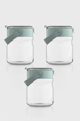 Renga Mono 900 Ml Yeşil Kapaklı 3'lü Cam Kavanoz Seti 131064 Yeşil