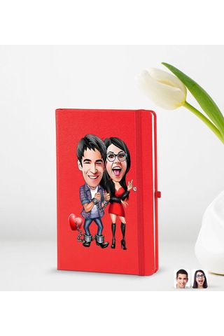 Bk Gift Kişiye Özel Sevgililer Karikatürlü 2 Li Defter Seti, Sevgiliye Hediye, Sevgililer Günü Hediyesi, Doğum Günü Hediyesi-4 Çok Renkli