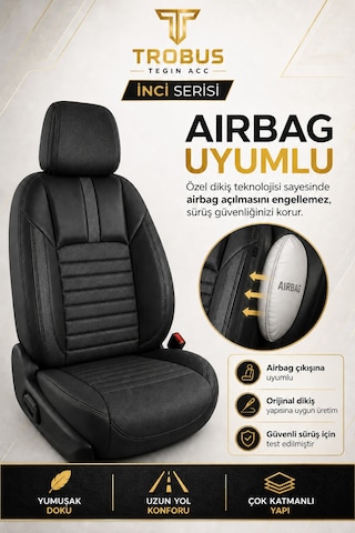 Ssangyong Action 2008+ Uyumlu İnci Serisi Siyah Oto Koltuk Kılıfı