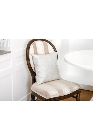 Linen Pamuk Keten Baskılı Krem/gümüş Kırlent 45 45 Cm Ikili - 561 45 x 45