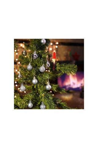 12'li Gümüş 3 Cm Yılbaşı Topu, Noel Topu, Çam Ağacı Topu, Süs Topu