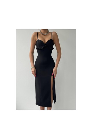 Butik İstanbul Papalia Sırt Detaylı Elbise Siyah