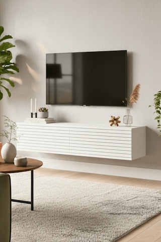 Tda1214b - Zeynep120 Duvara Montaj Tv Stand, Tv Rafı, Tv Sehpası Beyaz 120cm