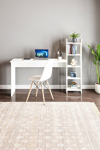 Kitaplıklı Fonksiyonel Çalışma Masası Beyaz