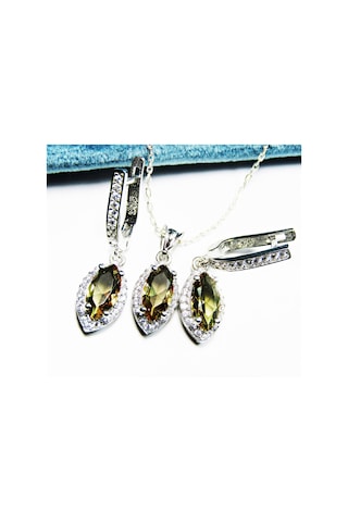 Lilahgümüştr 925 Ayar Gümüş Mekik Zultanit Taşlı Kadın Kolye Küpe