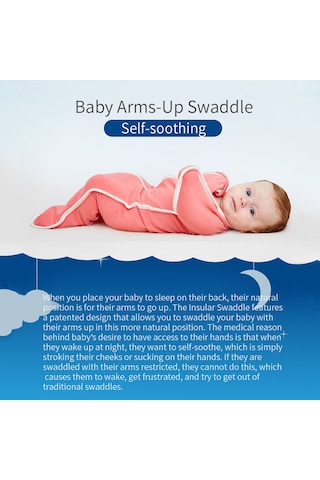 Moveevo Insular Bebek Kundak Pamuklu Bebek Uyku Tulumu 0-3 Aylık Bebek Mavi M Beden 60cm İçin Uygundur Mavi