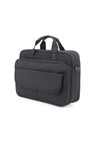 Case Club 104 Basic Siyah Evrak Laptop Çantası 15,6 Inç Omuz Askılı Su Geçirmez Kumaş Siyah