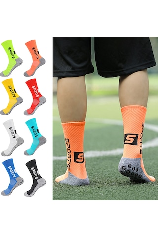 Konesam Erkek Kadın Üniversal Antibakteriyel Deodorant Kaymaz Taban Spor Futbol Çorapları Orta Boy Siyah Siyah