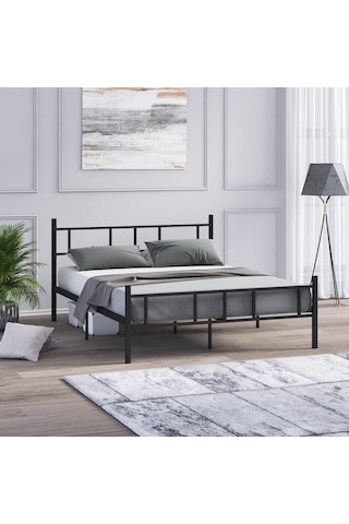 Metal Karyola, Akın Metal Karyola, 150x200 Cm Siyah, Ferforje Karyola