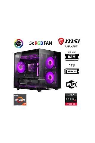 Xaser Cube X30 R7-5700X 32 GB 1 TB M.2 Nvme SSD 16 GB RX9060 Xt Free Dos Masaüstü Oyuncu Bilgisayarı