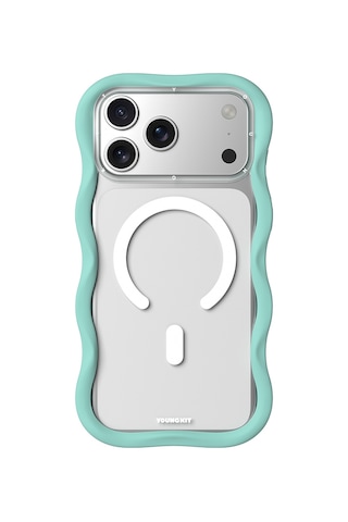 Apple Uyumlu iPhone 17 Pro Max Kılıf M-safe Şarj Özellikli Youngkit Wave Clear Serisi Kapak Açık Mavi Açık Mavi